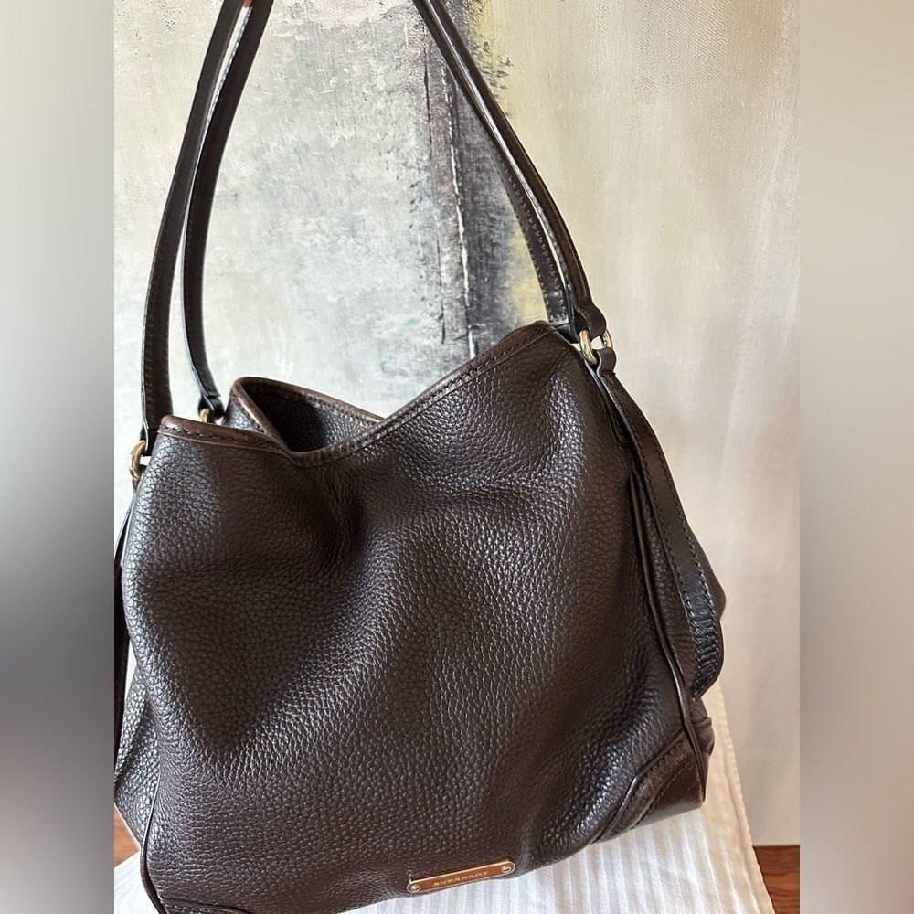 BURBERRY Brown Grained Leather Canterbury w/ House Check Bag - Picture 8 of 17